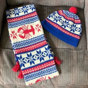 Vineyard Vines Lobster fair isle scarf and hat set
